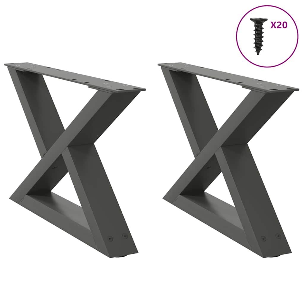 vidaXL Πόδια Τραπεζιού Σαλονιού 2 τεμ. Ανθρακί 60x(30-31,3) εκ. Ατσάλι
