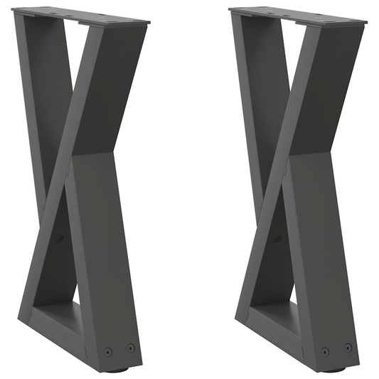 vidaXL Πόδια Τραπεζιού Σαλονιού 2 τεμ. Ανθρακί 38x(42-43,3) εκ. Ατσάλι