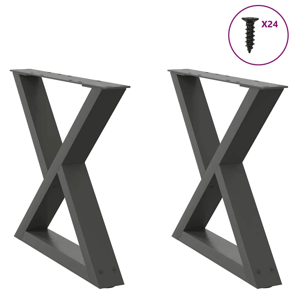 vidaXL Πόδια Τραπεζιού Σαλονιού 2 τεμ. Ανθρακί 60x(42-43,3) εκ. Ατσάλι