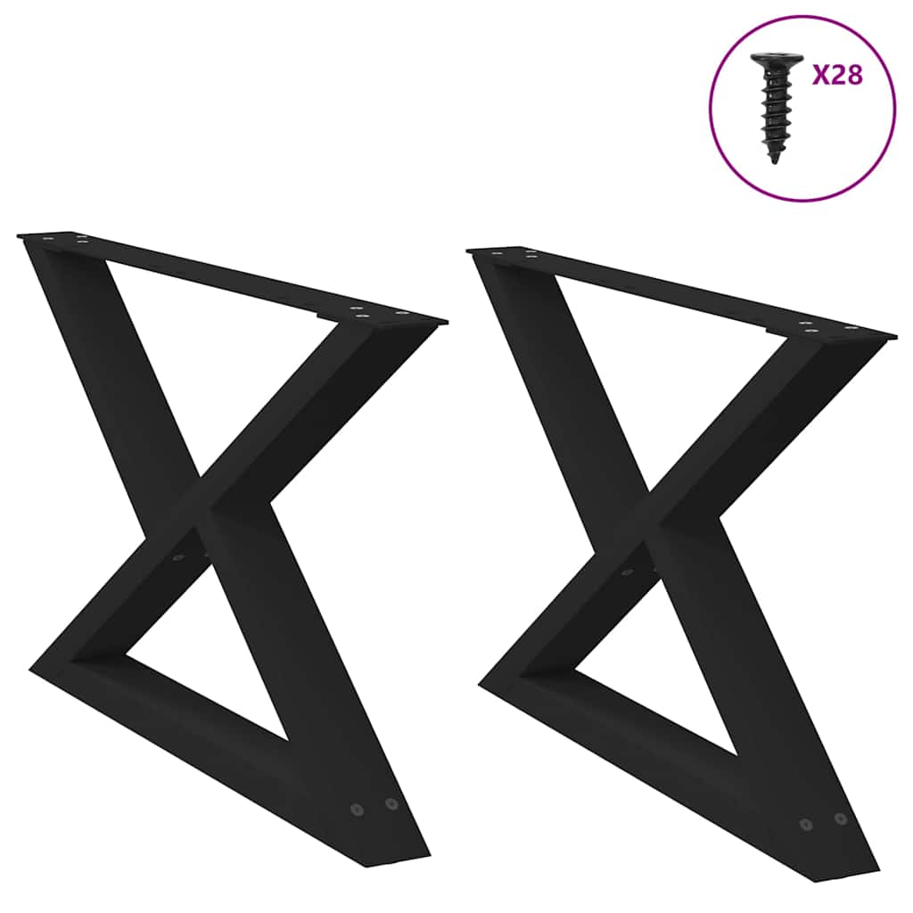 vidaXL Πόδια Τραπεζιού Σαλονιού 2 τεμ. Μαύρο 70x(42-43,3) εκ. Ατσάλι