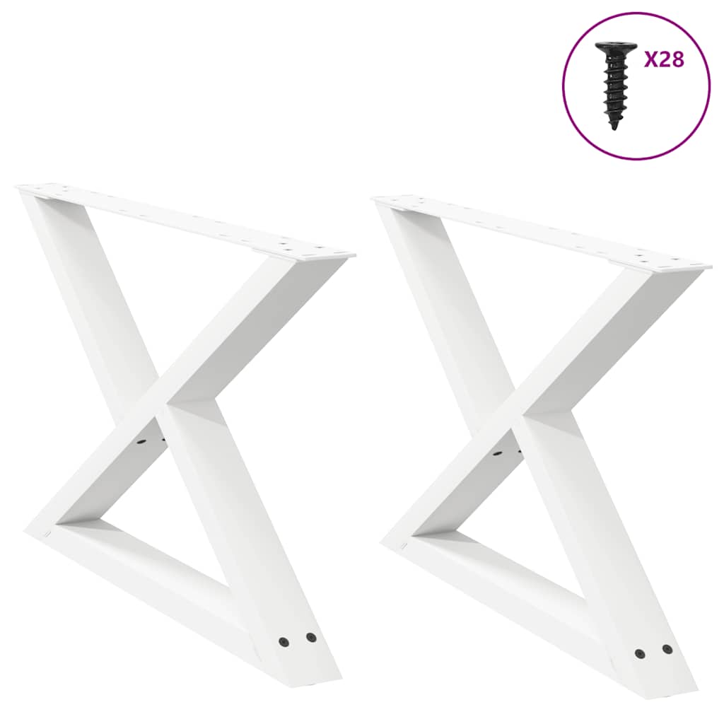 vidaXL Πόδια Τραπεζιού Σαλονιού 2 τεμ. Λευκά 70x(42-43,3) εκ. Ατσάλι