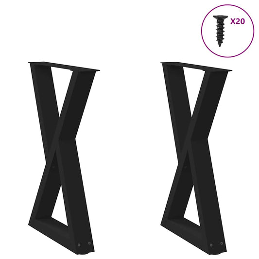 vidaXL Πόδια Τραπεζαρίας 2 τεμ. Μαύρο 60x(72-73,3) εκ. Ατσάλι