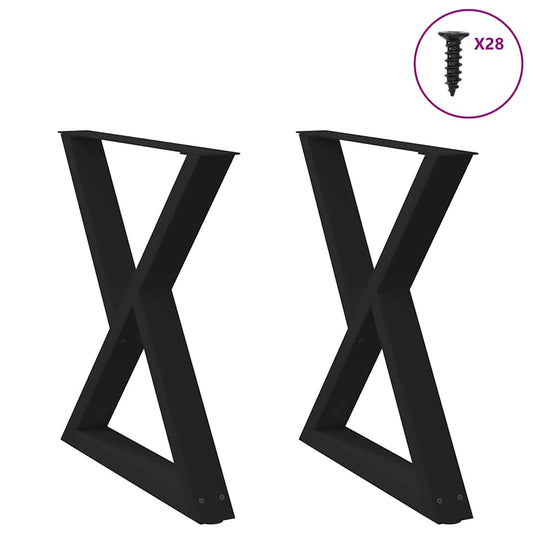 vidaXL Πόδια Τραπεζαρίας 2 τεμ. Μαύρο 70x(72-73,3) εκ. Ατσάλι