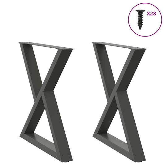 vidaXL Πόδια Τραπεζαρίας 2 τεμ. Ανθρακί 70x(72-73,3) εκ. Ατσάλι