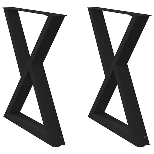 vidaXL Πόδια Τραπεζαρίας 2 τεμ. Μαύρο 80x(72-73,3) εκ. Ατσάλι