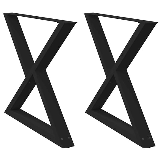 vidaXL Πόδια Τραπεζαρίας 2 τεμ. Μαύρο 90x(72-73,3) εκ. Ατσάλι
