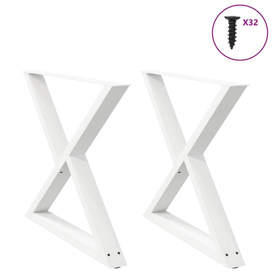 vidaXL Πόδια Τραπεζαρίας 2 τεμ. Λευκά 90x(72-73,3) εκ. Ατσάλι