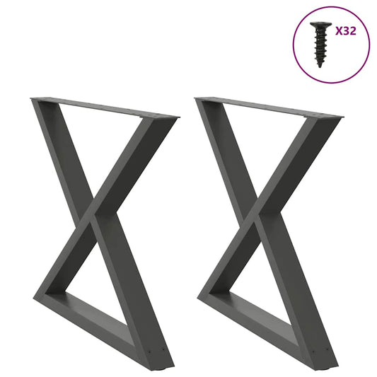 vidaXL Πόδια Τραπεζαρίας 2 τεμ. Ανθρακί 90x(72-73,3) εκ. Ατσάλι