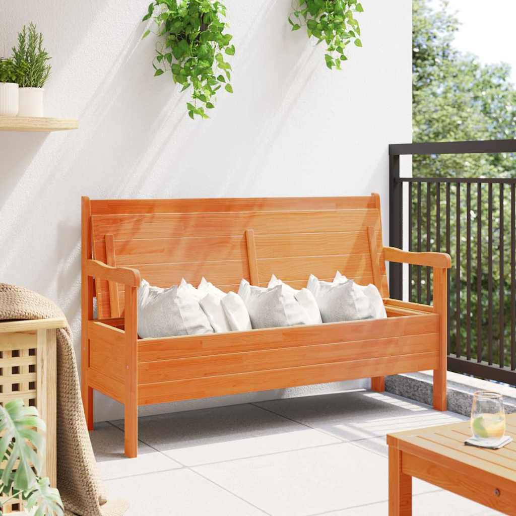 vidaXL Εξωτερικός πάγκος Καφέ 119 x 44 x 76 εκ. Στερεά ξυλεία πεύκου