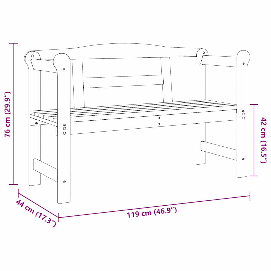 vidaXL Εξωτερικός πάγκος Καφέ 119 x 44 x 76 εκ. Στερεά ξυλεία πεύκου