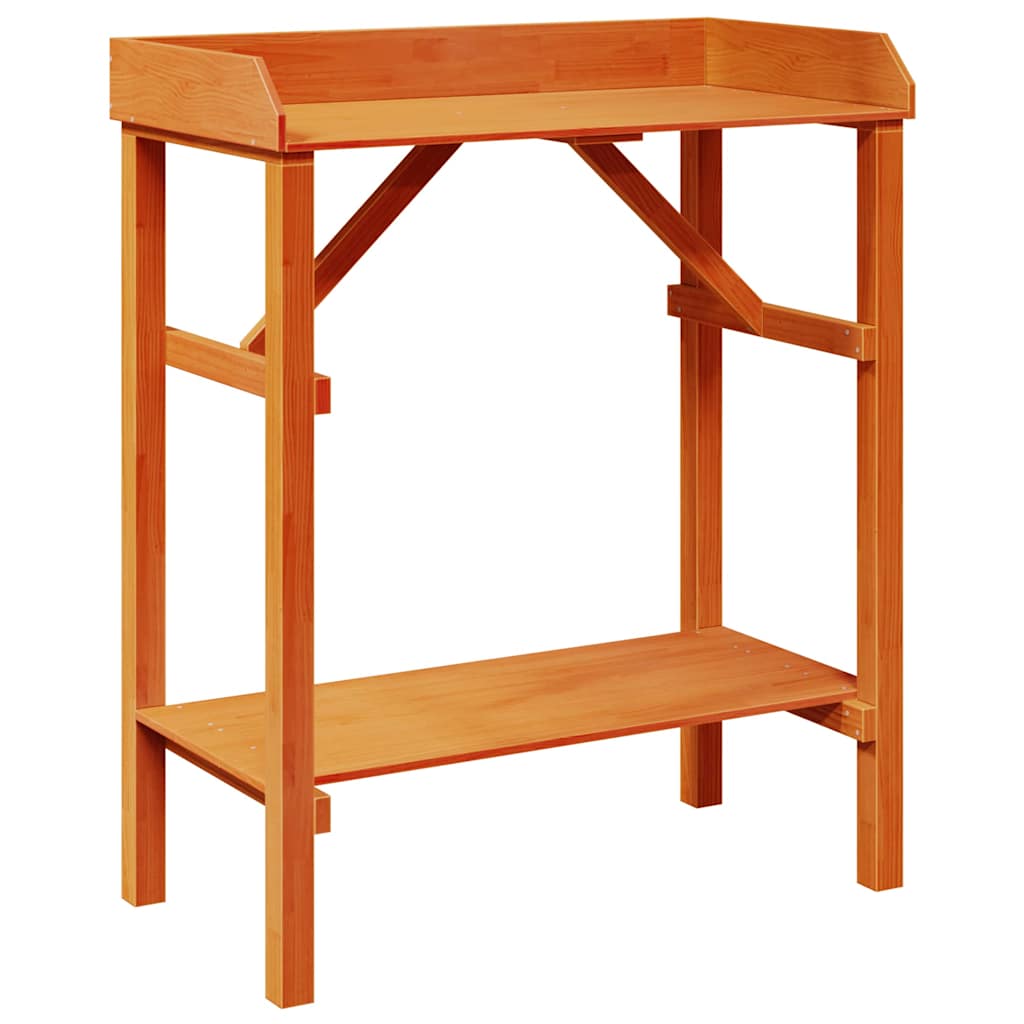 vidaXL Στήριξη φυτών με ράφι Καφέ 75 x 40 x 90 εκ. Μασίφ ξύλο πεύκου