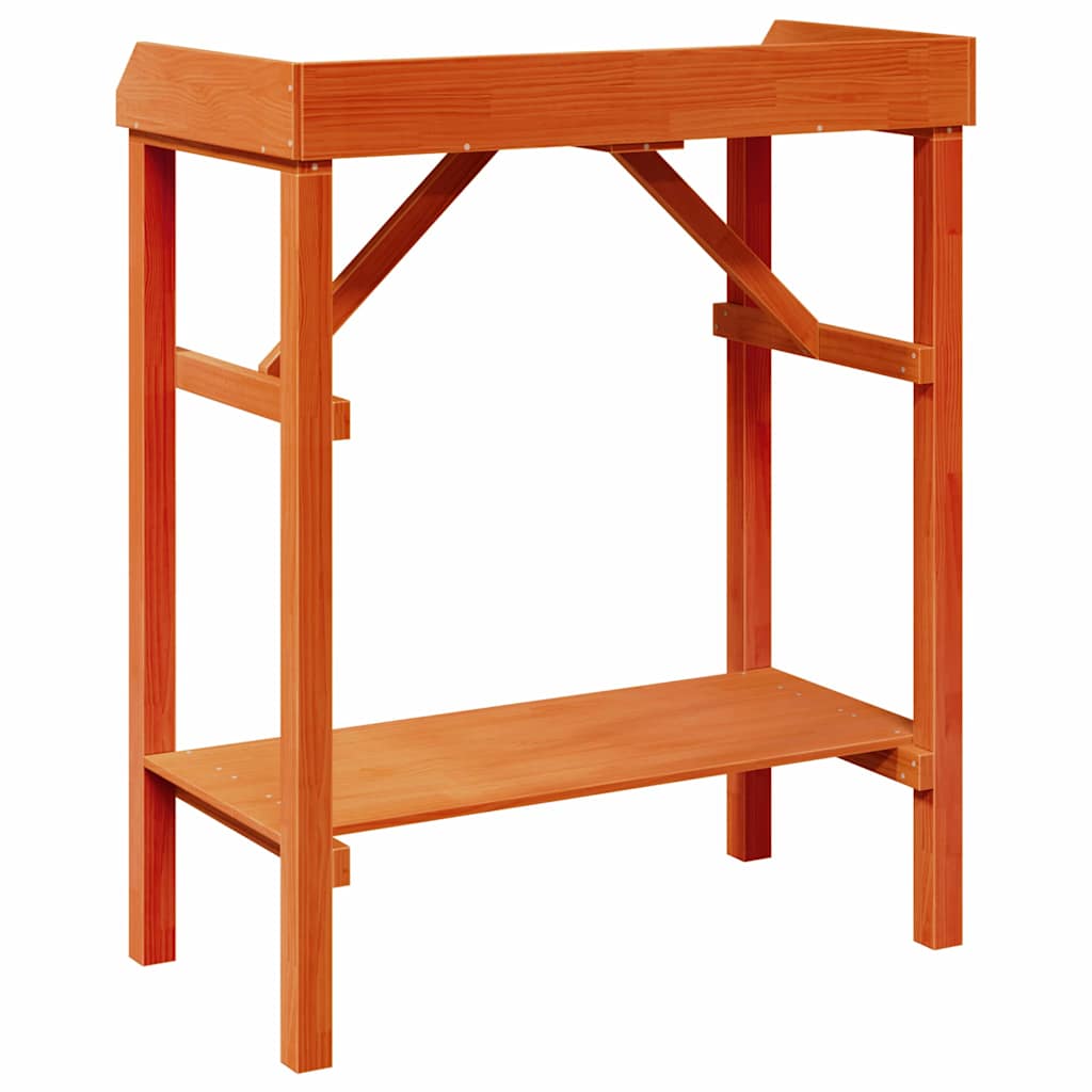 vidaXL Στήριξη φυτών με ράφι Καφέ 75 x 40 x 90 εκ. Μασίφ ξύλο πεύκου