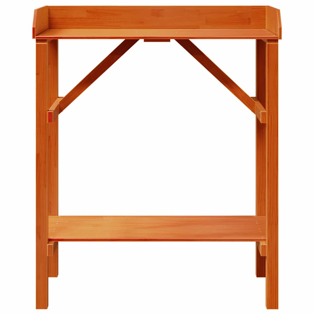 vidaXL Στήριξη φυτών με ράφι Καφέ 75 x 40 x 90 εκ. Μασίφ ξύλο πεύκου