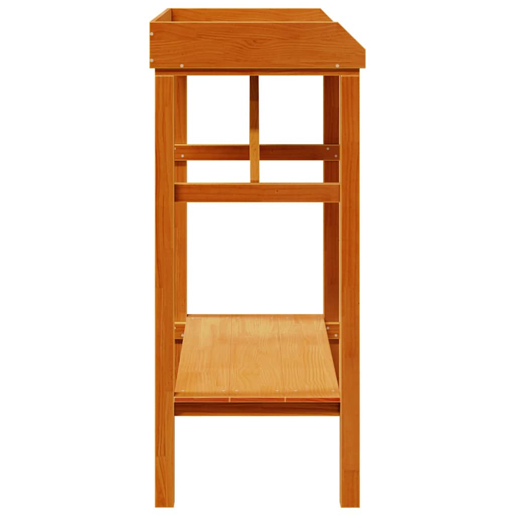 vidaXL Στήριξη φυτών με ράφι Καφέ 75 x 40 x 90 εκ. Μασίφ ξύλο πεύκου