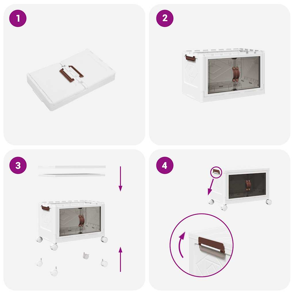 vidaXL Στοιβαζόμενο κουτί αποθήκευσης με τροχούς 28 L 48,5x29,5x33 εκ.