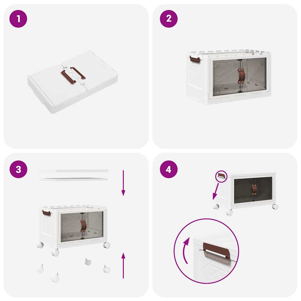 vidaXL Στοιβαζόμενο κουτί αποθήκευσης με τροχούς 75 Λίτρα 64x40x41 εκ.