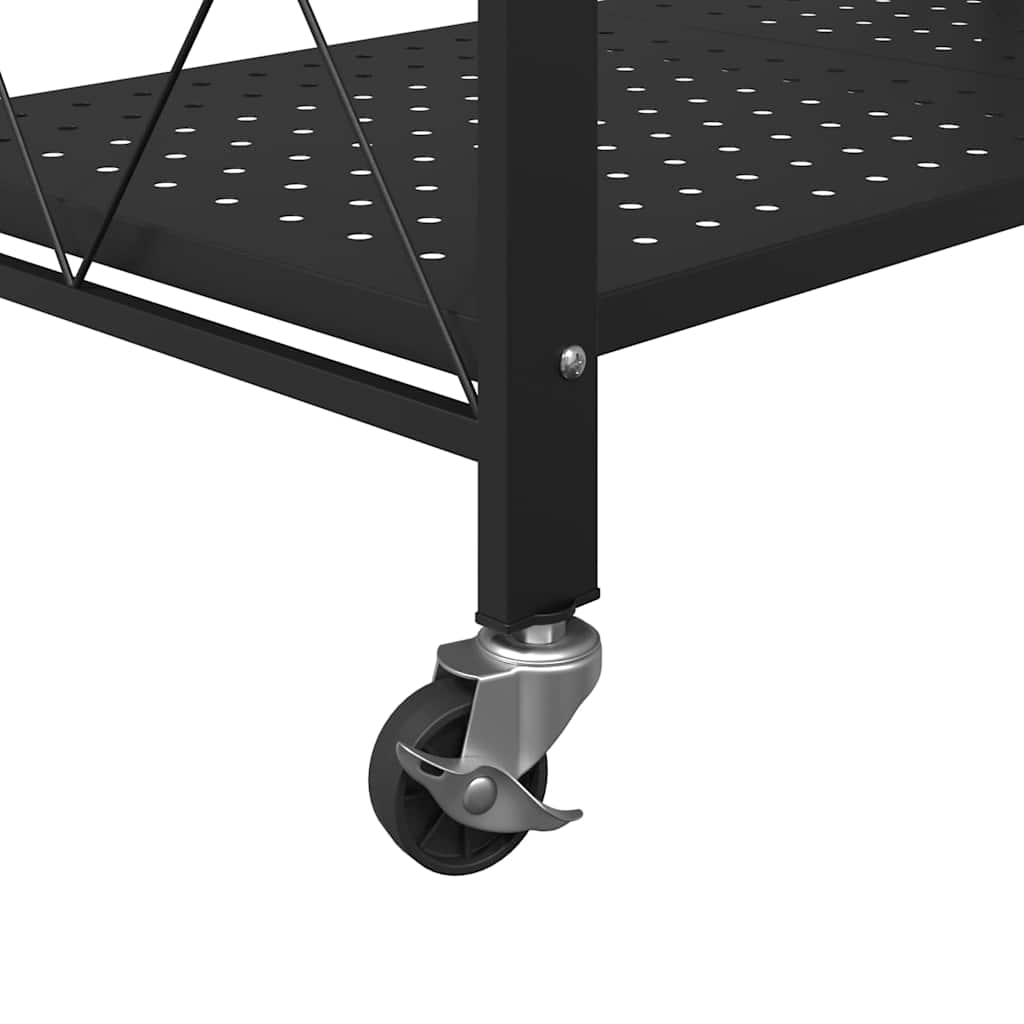 vidaXL Ράφι αποθήκευσης σε ρόδες Μαύρο 71x34x88 cm Ατσάλι