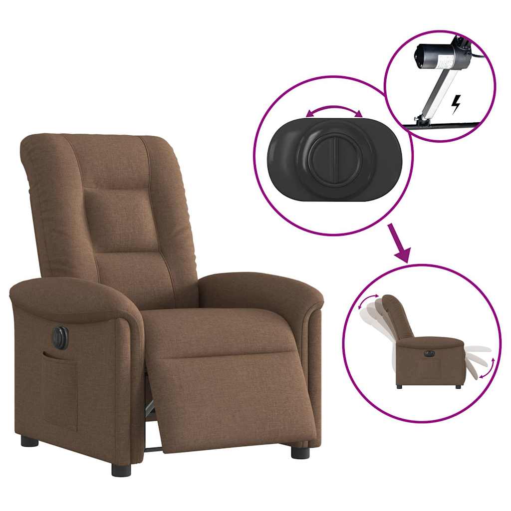 vidaXL Πολυθρόνα Ανακλινόμενη Ηλεκτρική Καφέ Υφασμάτινη