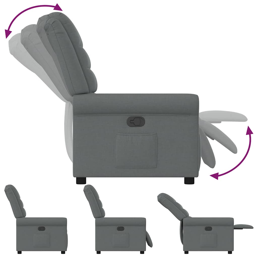 vidaXL Πολυθρόνα Ανακλινόμενη Ηλεκτρική Σκούρο Γκρι Υφασμάτινη