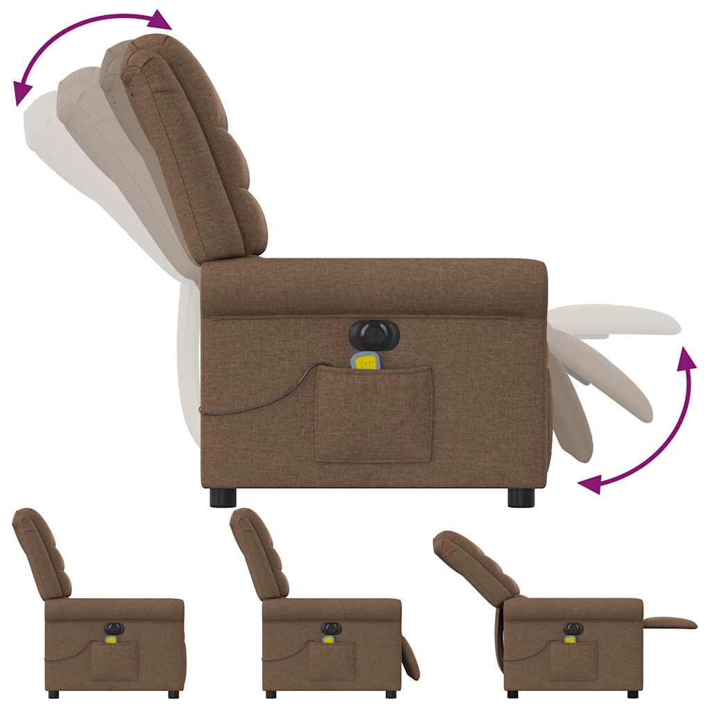 vidaXL Πολυθρόνα Μασάζ Ηλεκτρική Ανακλινόμενη Καφέ Υφασμάτινη