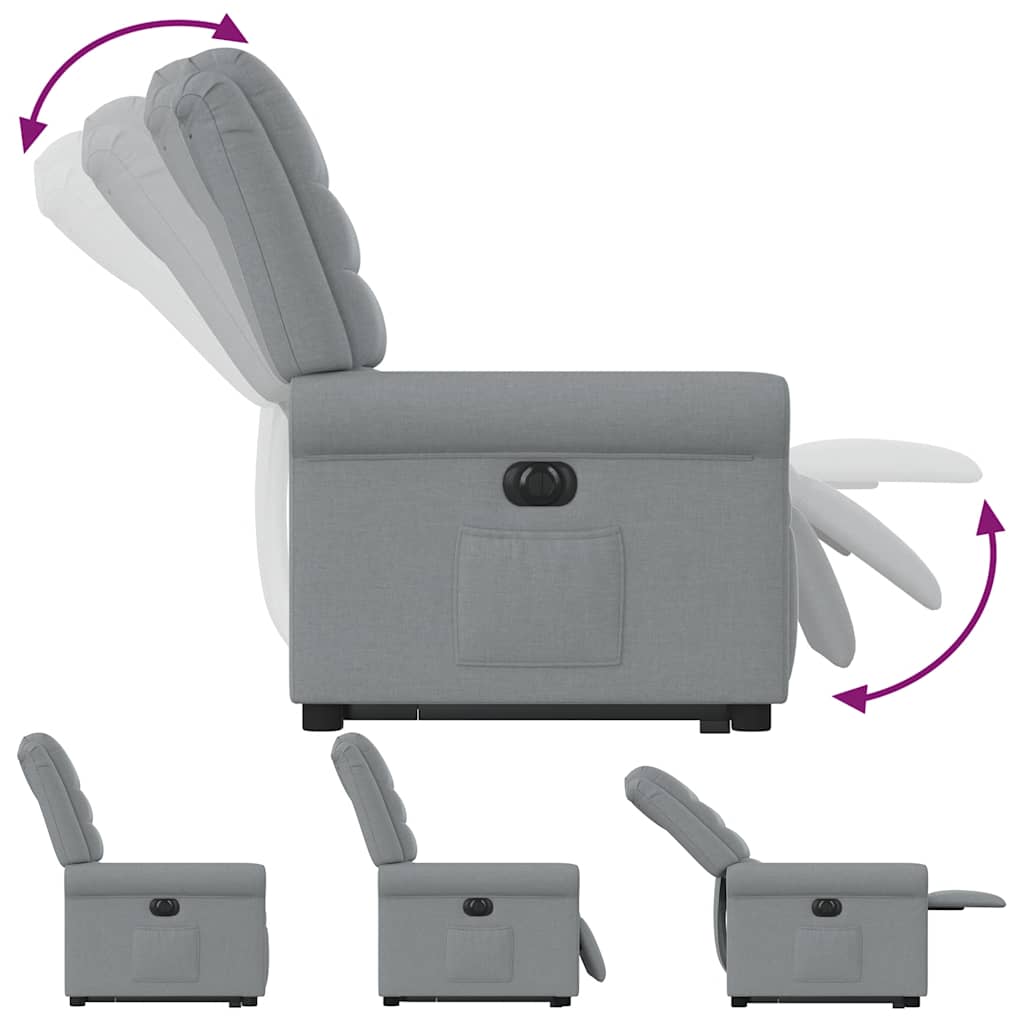 vidaXL Πολυθρόνα Ηλεκ. Ανακλινόμενη Ανύψωση Αν. Γκρι Υφασμάτινη