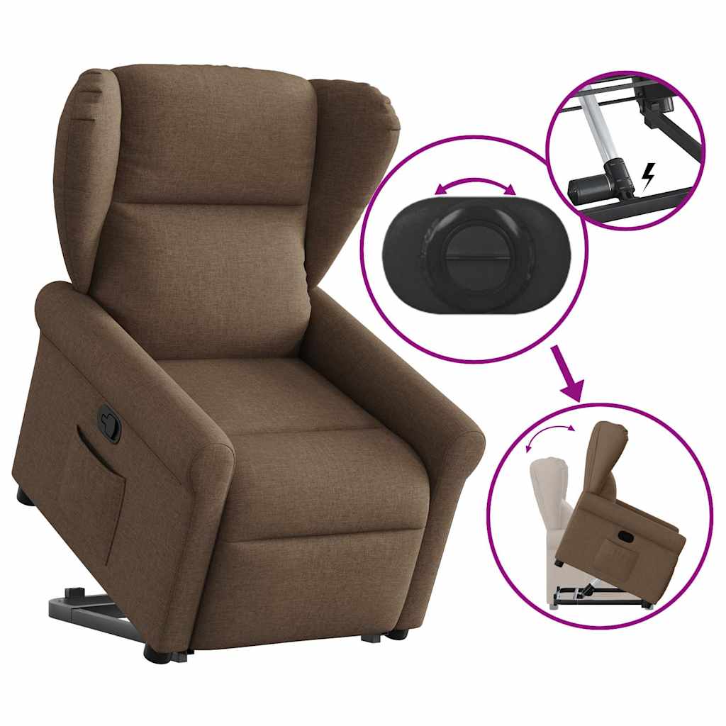 vidaXL Πολυθρόνα Ανακλινόμενη με Ανύψωση Καφέ Υφασμάτινη