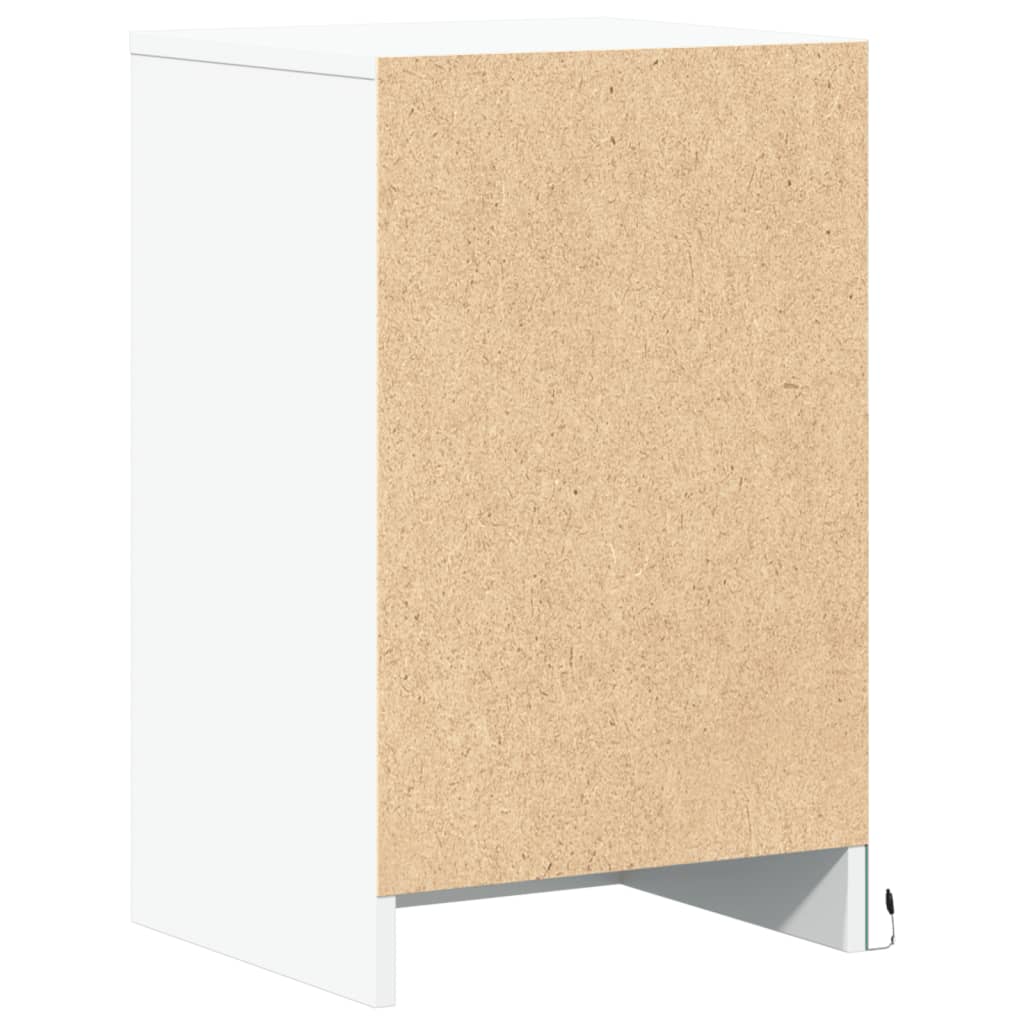 vidaXL Κομοδίνο με Φώτα LED Λευκό από Επεξεργασμένο ξύλο