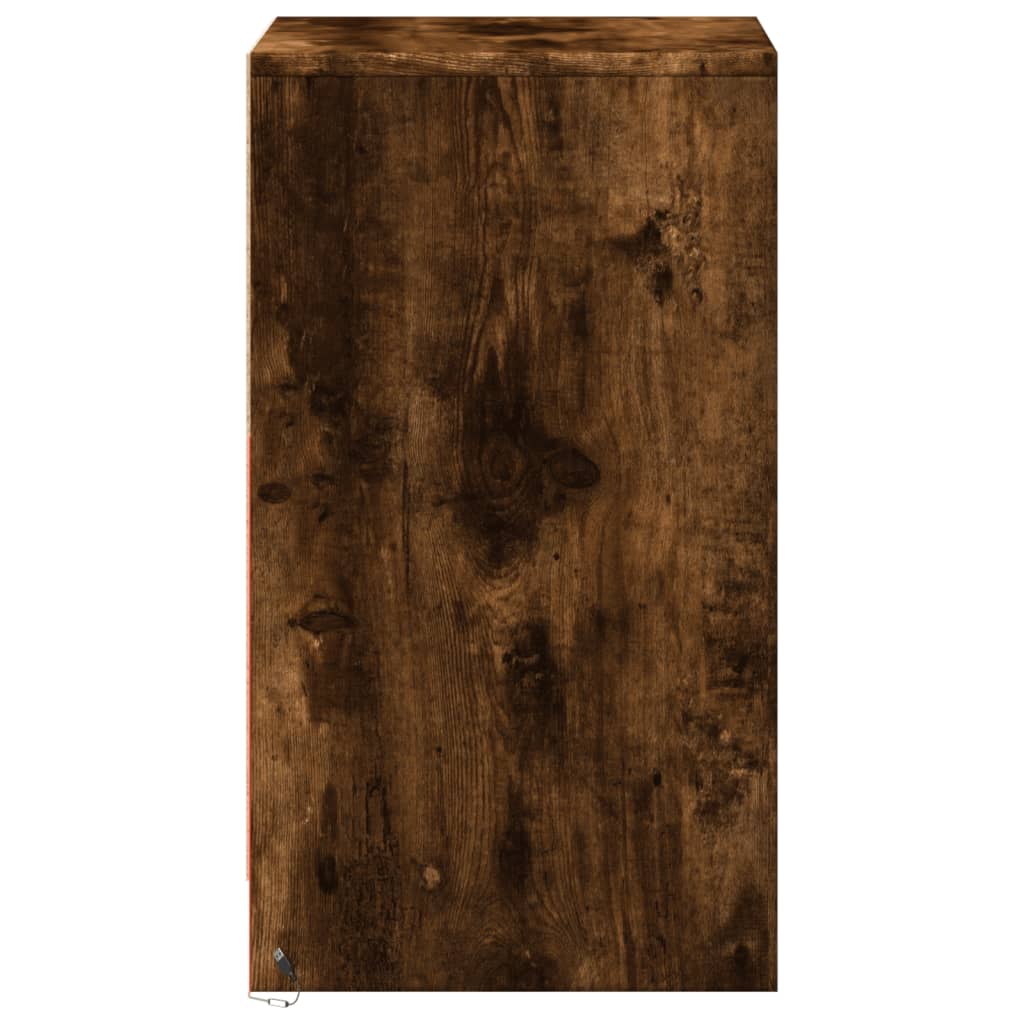 vidaXL Κομοδίνο με Φώτα LED Καπνιστή Δρυς Επεξεργασμένο Ξύλο