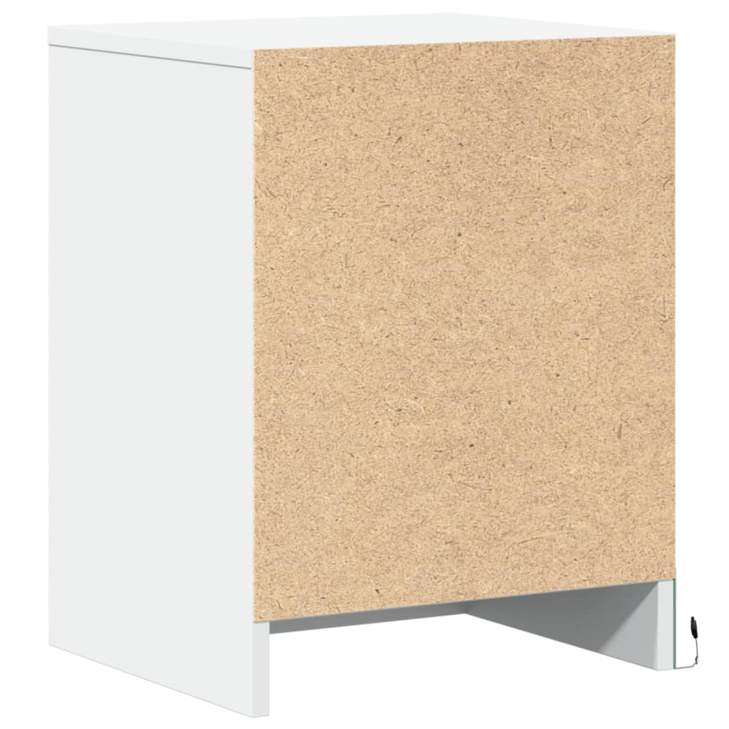 vidaXL Κομοδίνο με Φώτα LED Λευκό από Επεξεργασμένο ξύλο