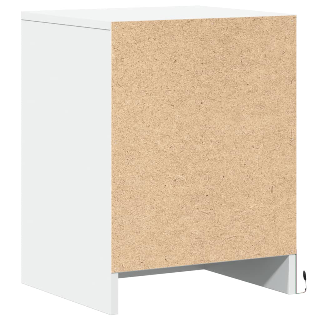 vidaXL Κομοδίνα με Φώτα LED 2 τεμ. Λευκά από Επεξεργασμένο Ξύλο