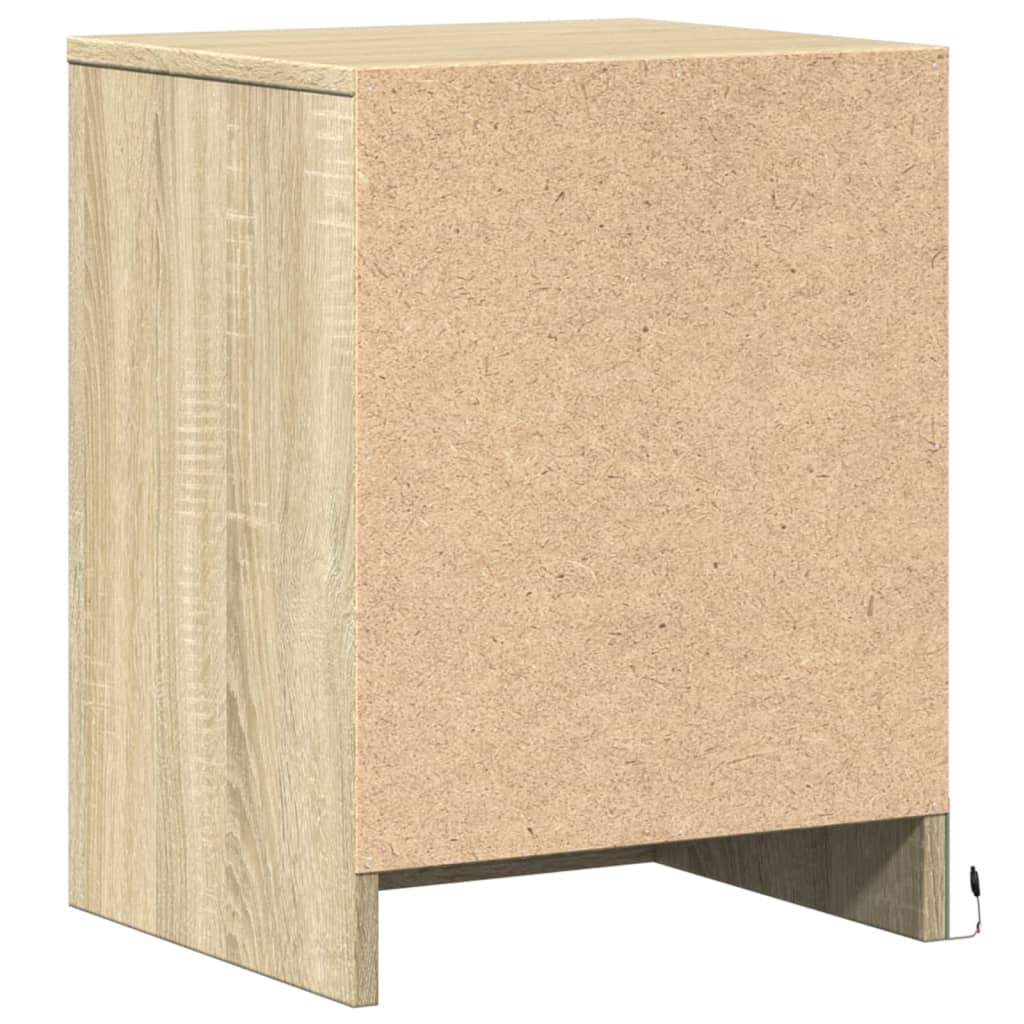 vidaXL Κομοδίνο με Φώτα LED Sonoma Δρυς Επεξεργασμένο Ξύλο