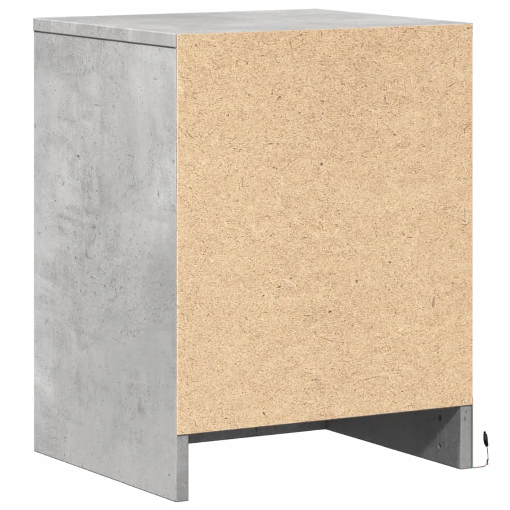 vidaXL Κομοδίνο με Φώτα LED Γκρι Σκυροδέματος από Επεξ. Ξύλο