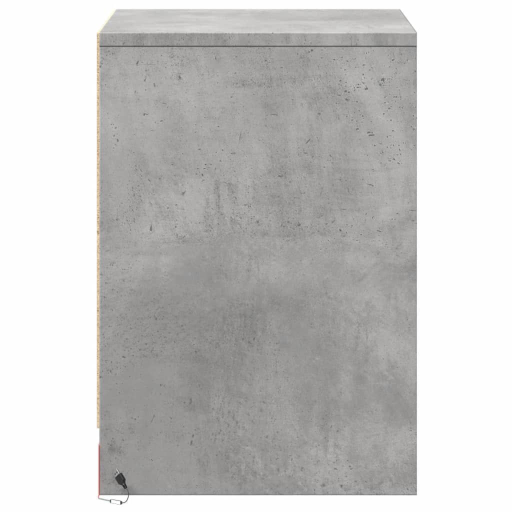 vidaXL Κομοδίνα με Φώτα LED 2 τεμ. Γκρι Σκυροδέματος από Επεξεργ. Ξύλο