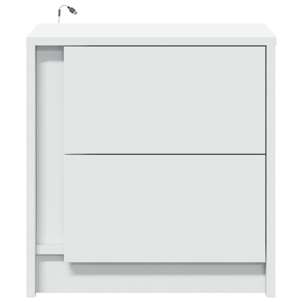 vidaXL Κομοδίνο με Φώτα LED Λευκό από Επεξεργασμένο ξύλο