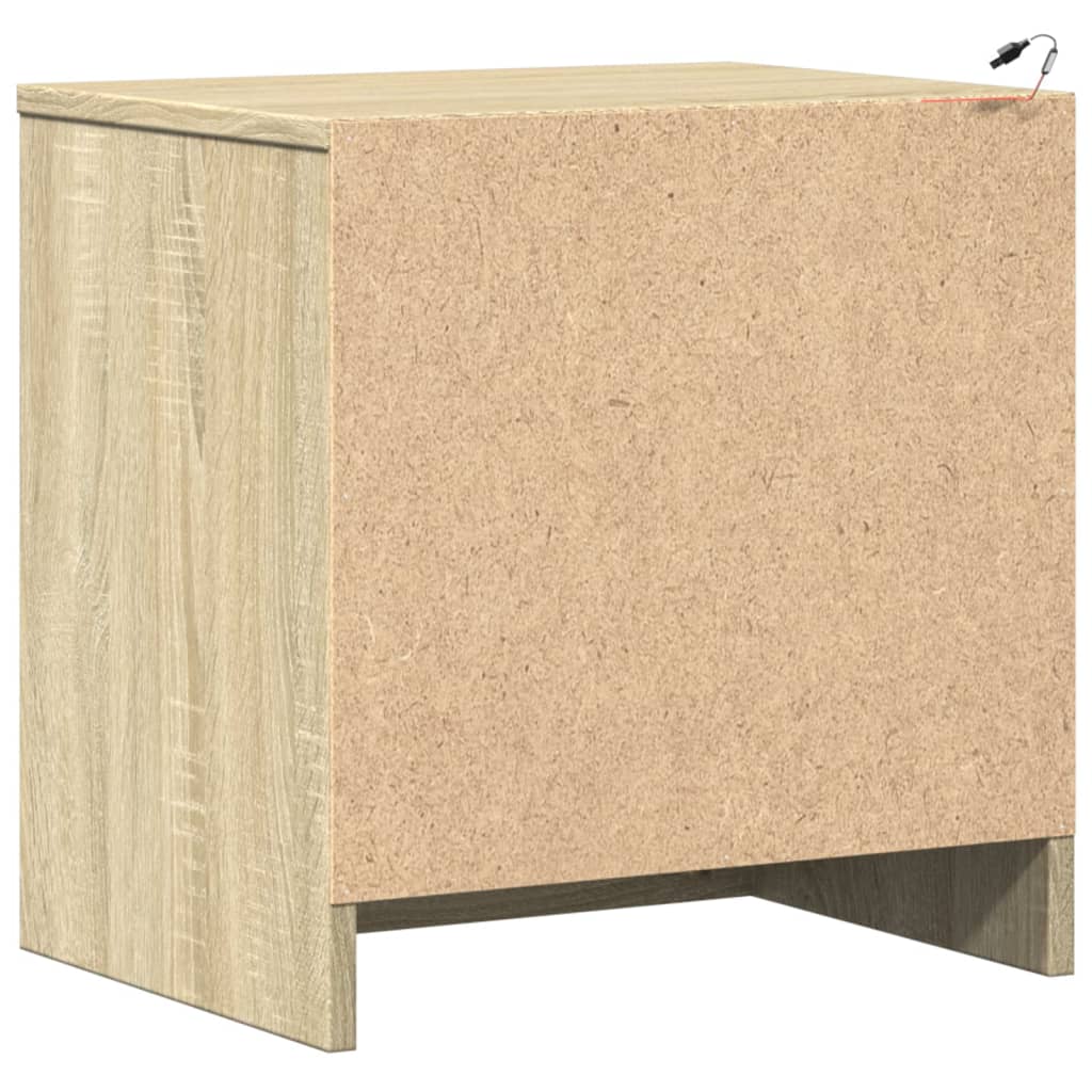 vidaXL Κομοδίνα με Φώτα LED 2 τεμ. Sonoma Δρυς από Επεξεργασμένο Ξύλο