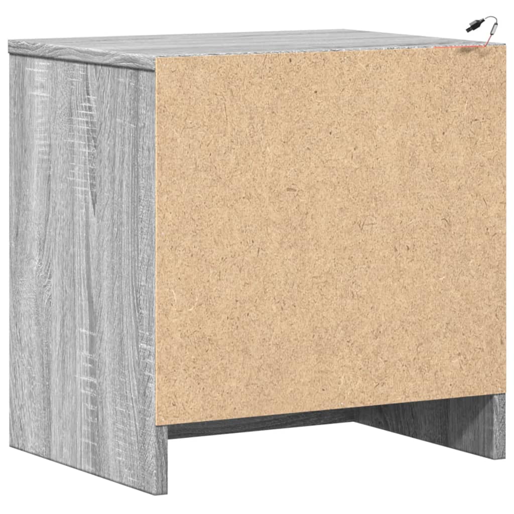 vidaXL Κομοδίνα με Φώτα LED 2 τεμ. Γκρι Sonoma από Επεξεργασμένο Ξύλο