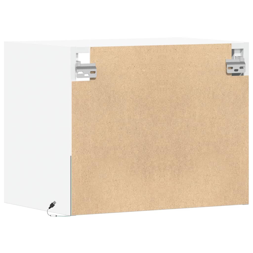 vidaXL Κομοδίνα Επιτοίχια με Φώτα LED 2 τεμ. Λευκά