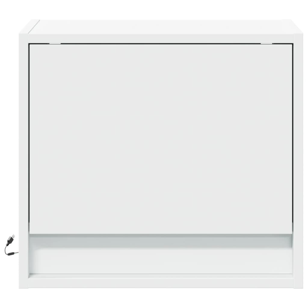 vidaXL Κομοδίνα Επιτοίχια με Φώτα LED 2 τεμ. Λευκά