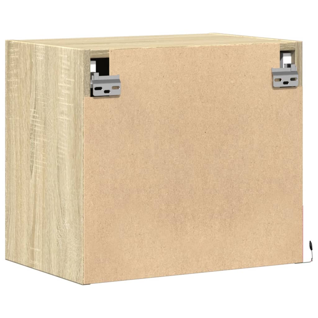 vidaXL Κομοδίνα Επιτοίχια με Φώτα LED 2 τεμ. Sonoma Δρυς