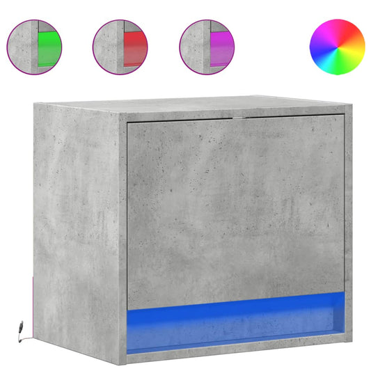 vidaXL Κομοδίνα Επιτοίχια με Φώτα LED 2 τεμ. Γκρι Σκυροδέματος