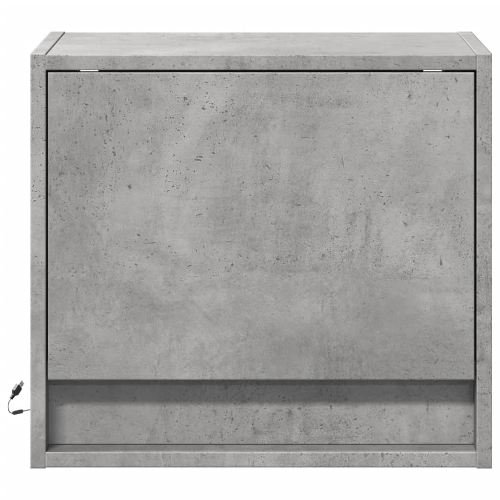 vidaXL Κομοδίνα Επιτοίχια με Φώτα LED 2 τεμ. Γκρι Σκυροδέματος