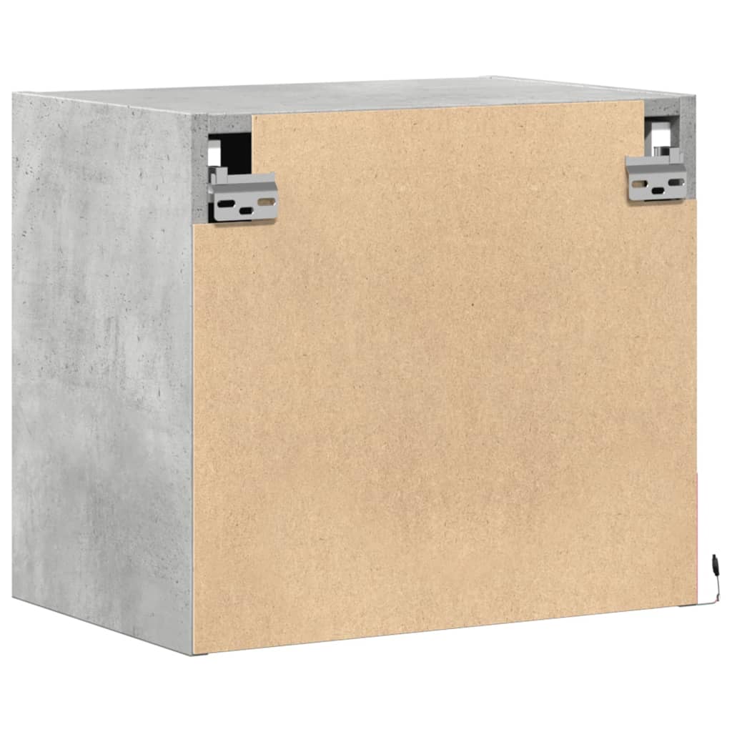 vidaXL Κομοδίνα Επιτοίχια με Φώτα LED 2 τεμ. Γκρι Σκυροδέματος