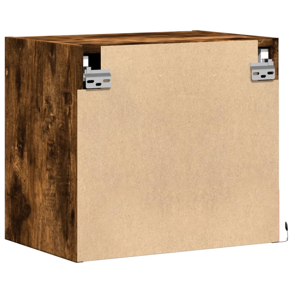 vidaXL Κομοδίνα Επιτοίχια με Φώτα LED 2 τεμ. Καπνιστή Δρυς