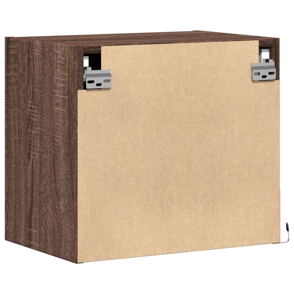 vidaXL Κομοδίνα Επιτοίχια με Φώτα LED 2 τεμ. Καφέ Δρυς