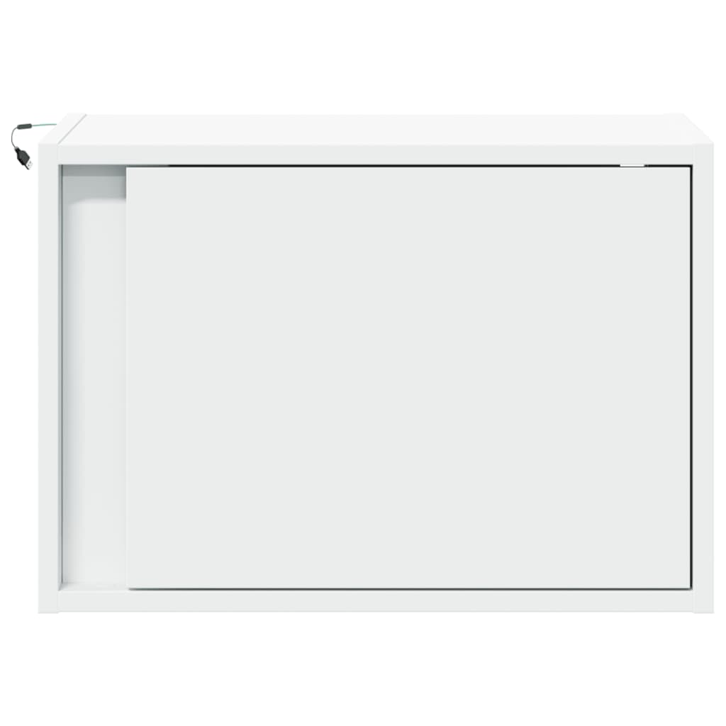 vidaXL Κομοδίνα Επιτοίχια με Φώτα LED 2 τεμ. Λευκά