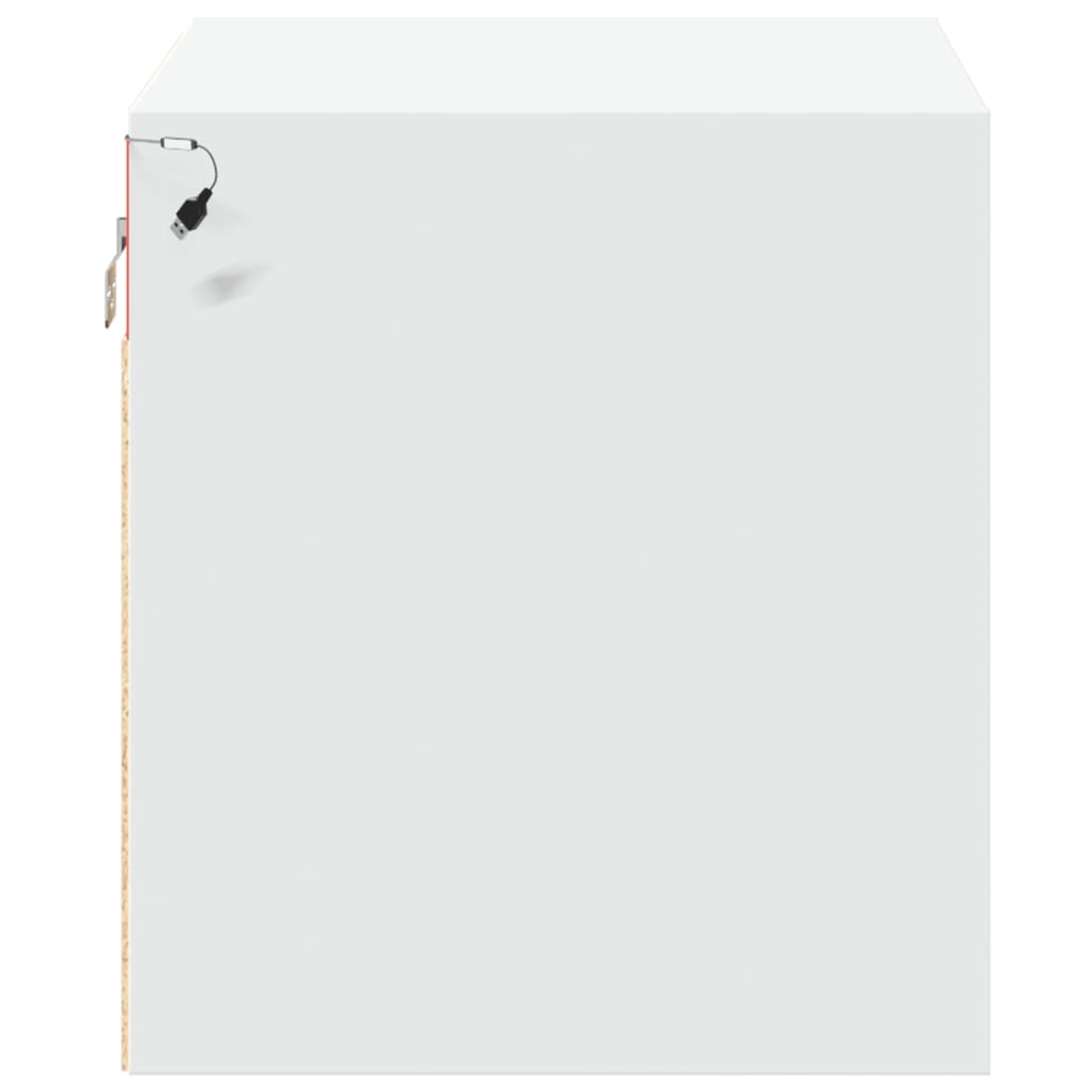 vidaXL Κομοδίνα Επιτοίχια με Φώτα LED 2 τεμ. Λευκά