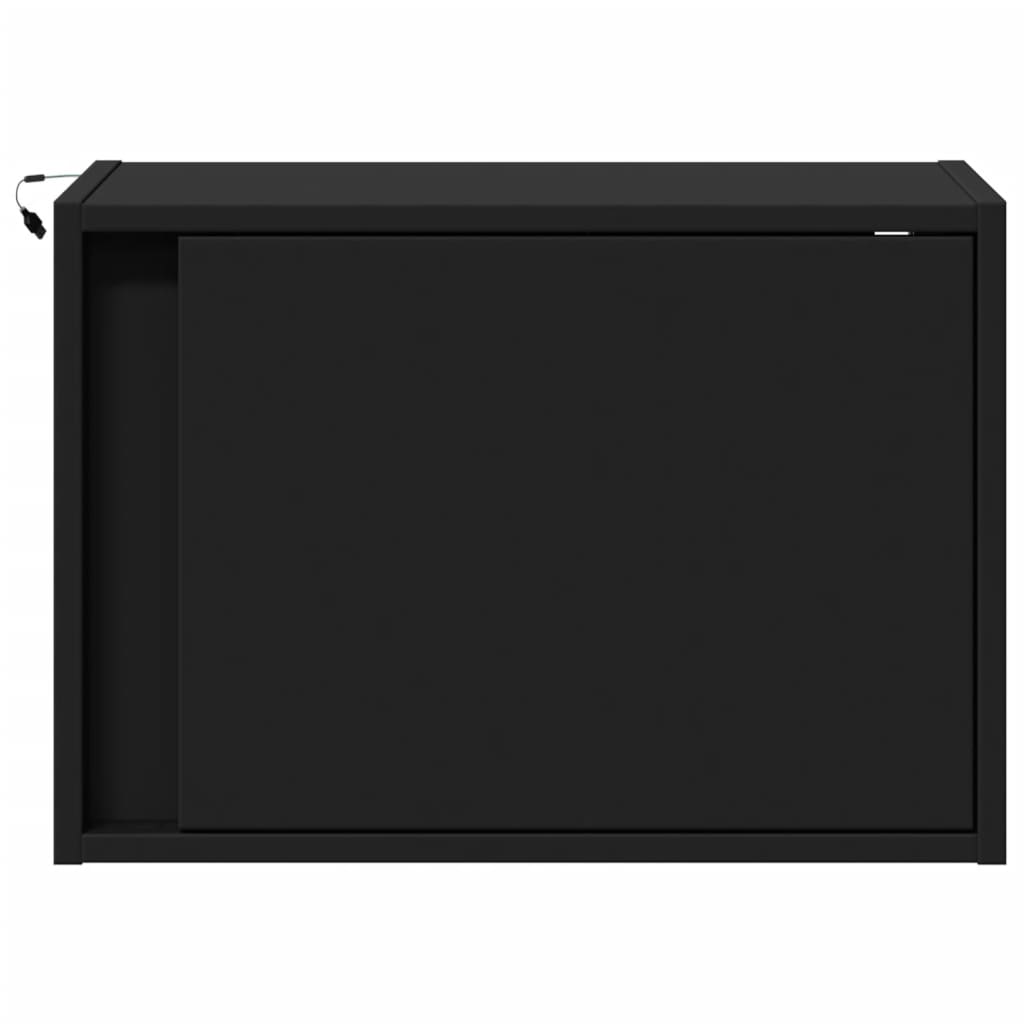 vidaXL Κομοδίνο Επιτοίχιο με Φώτα LED Μαύρο