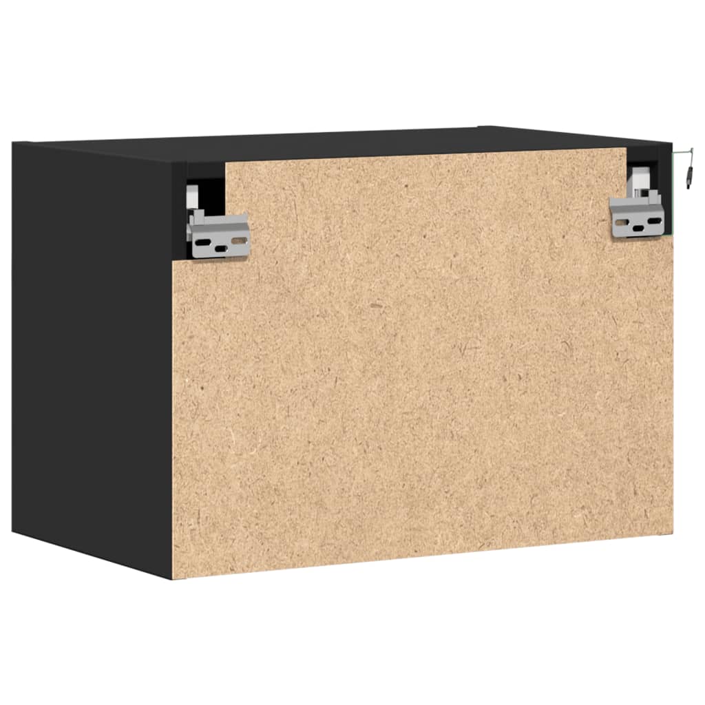 vidaXL Κομοδίνα Επιτοίχια με Φώτα LED 2 τεμ. Μαύρα