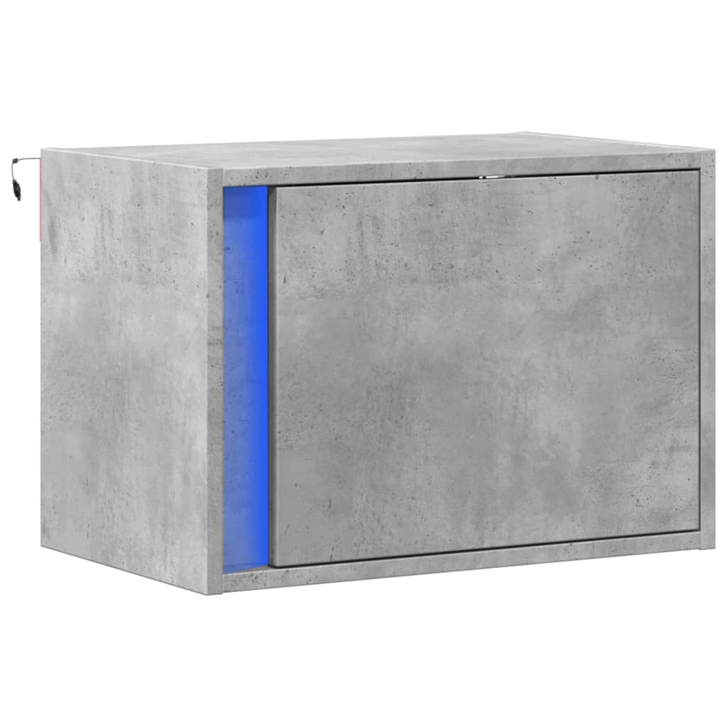 vidaXL Κομοδίνο Επιτοίχιο με Φώτα LED Γκρι Σκυροδέματος