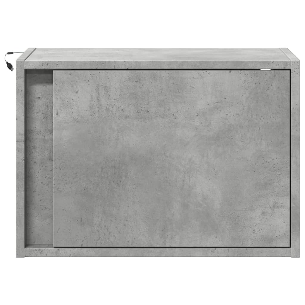 vidaXL Κομοδίνο Επιτοίχιο με Φώτα LED Γκρι Σκυροδέματος
